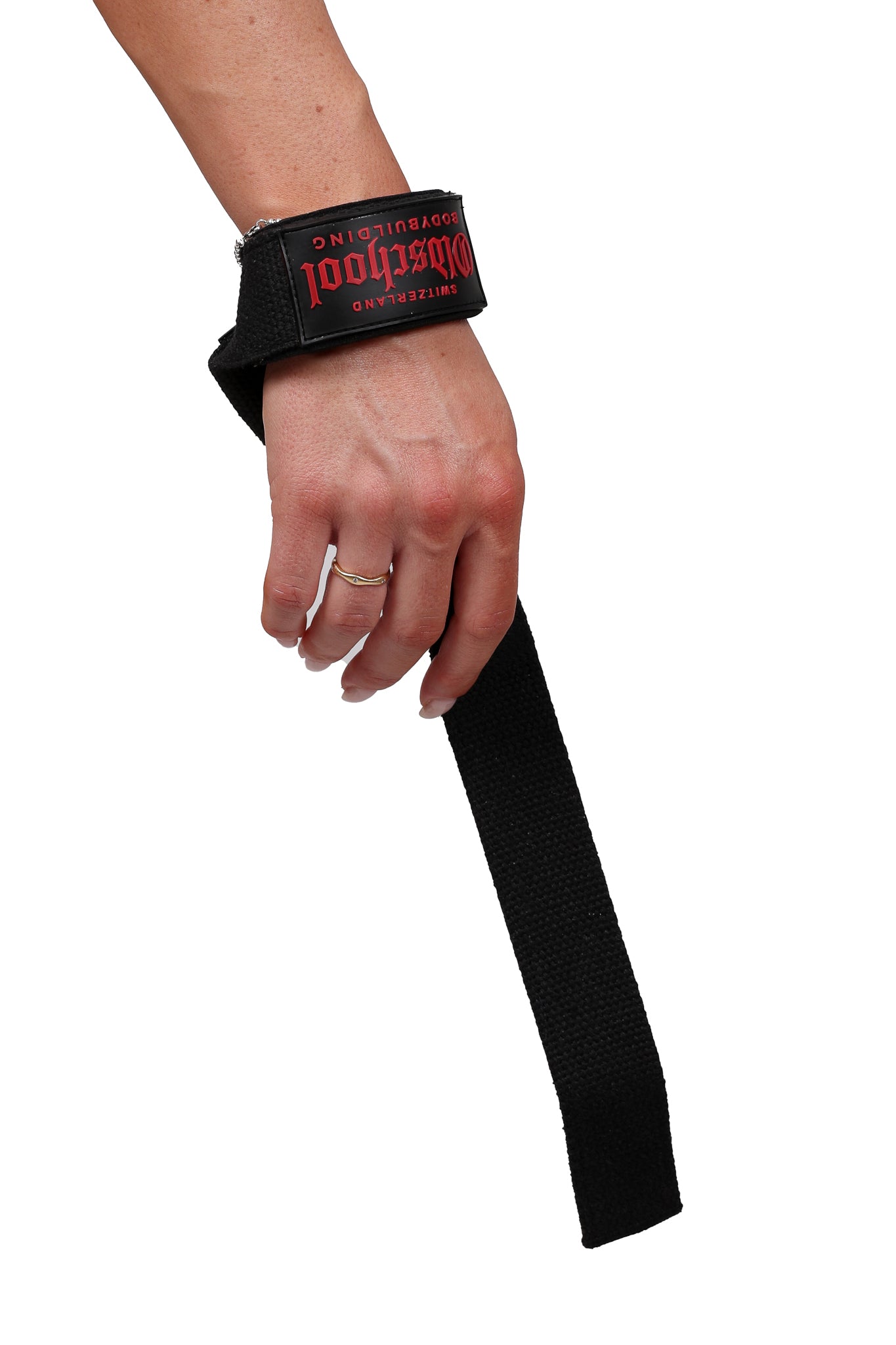 LIFTING PADDED STRAPS MIT SILIKON GRIP SCHWARZ/ROT