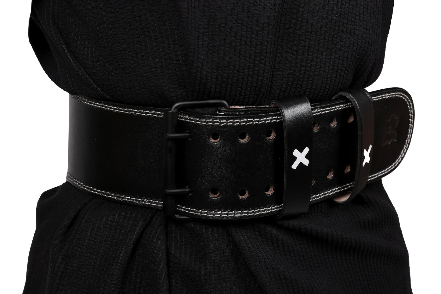 7.9 INCH LEATHER LIFTING BELT SCHWARZ/WEISS