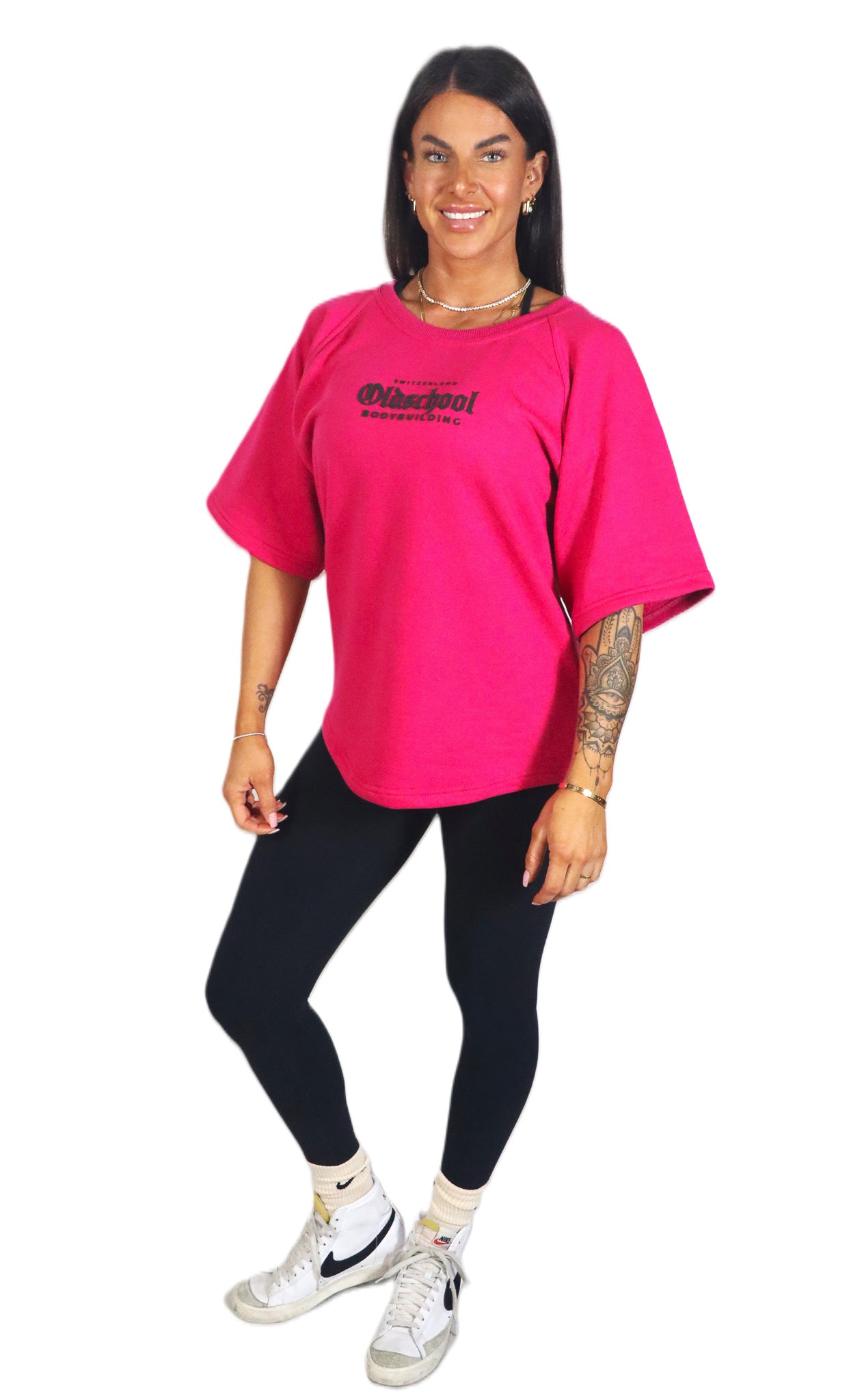 WOMENS CLASSIC OVERSIZED SHIRT PINK/SCHWARZ