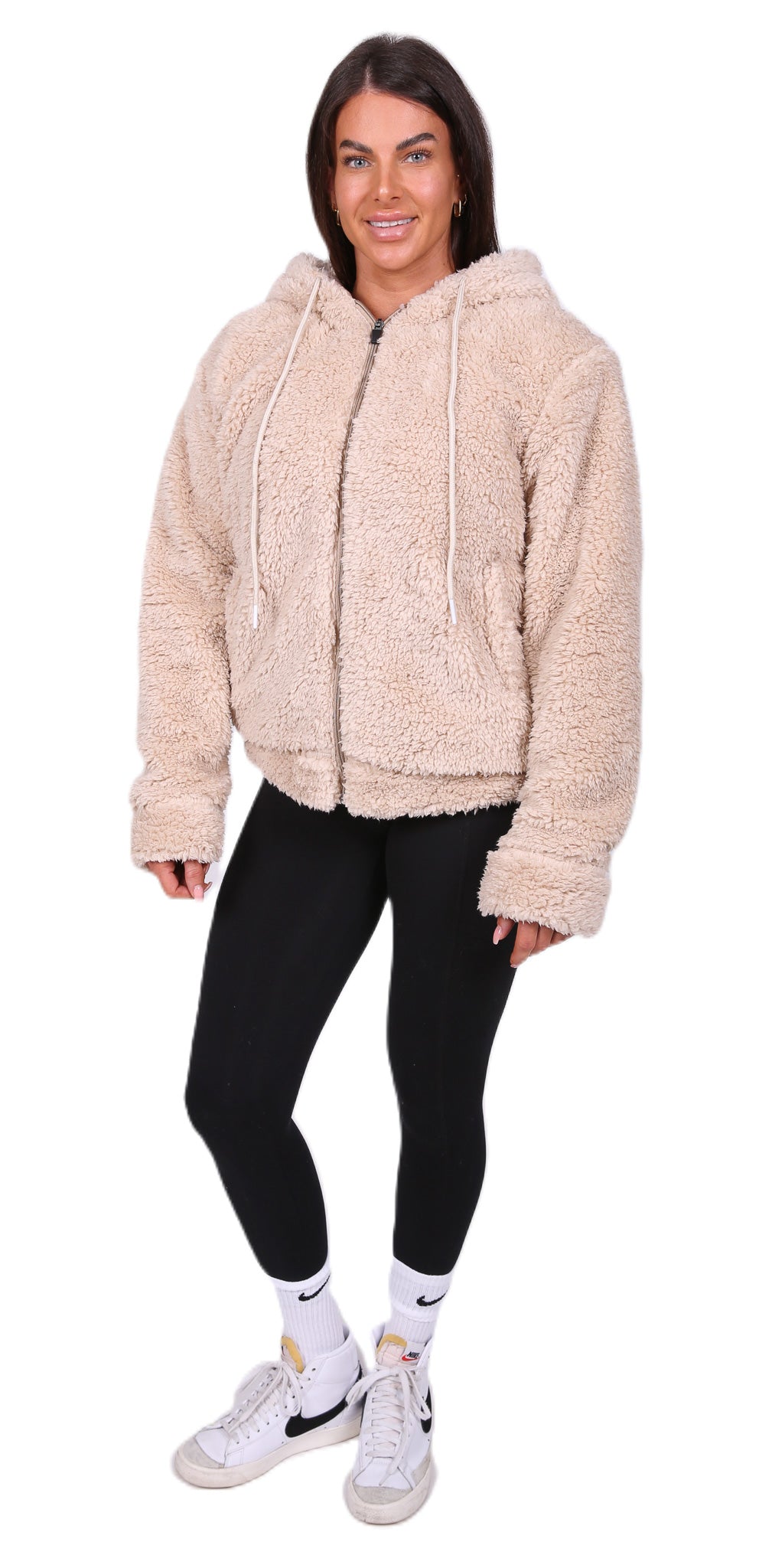 WOMANS TEDDY HOODIE BEIGE