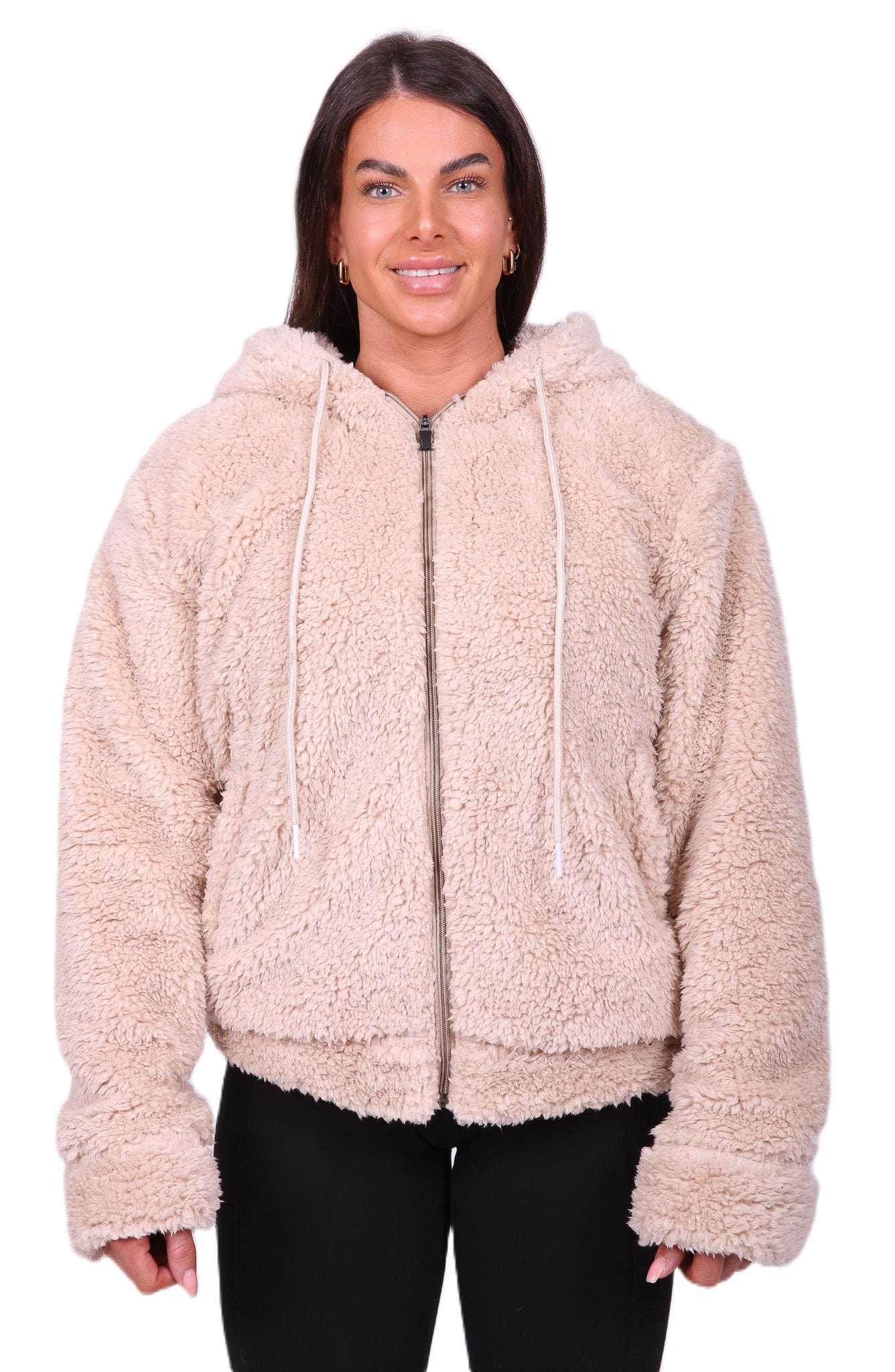 WOMANS TEDDY HOODIE BEIGE