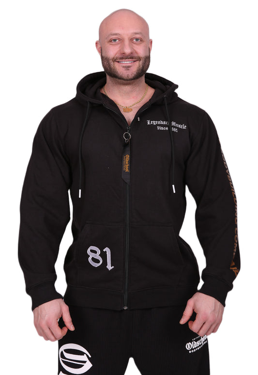 TRUE BODYBUILDING ZIPPED HOODIE SCHWARZ